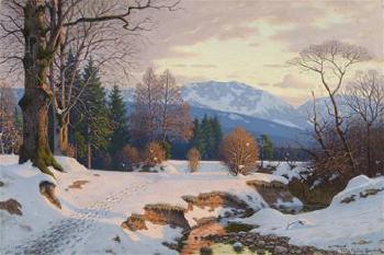 Open Winter Landscape in the Evening Light by 
																			Fritz Muller-Landeck